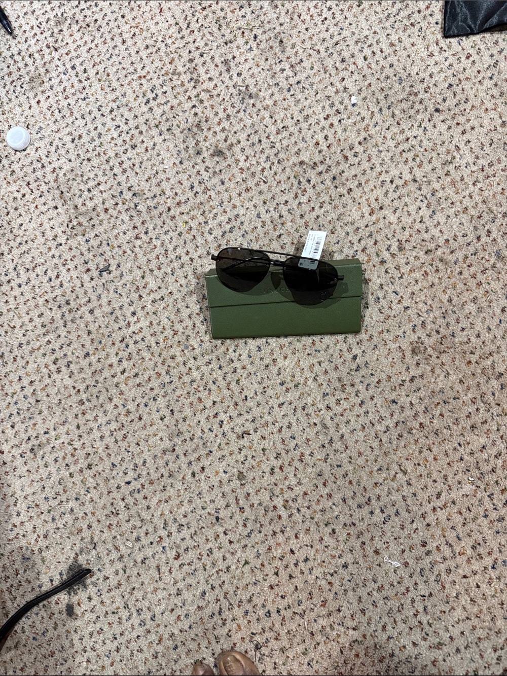 Yves Saint Laurent Black Aviator Sunglasses with Olive Case